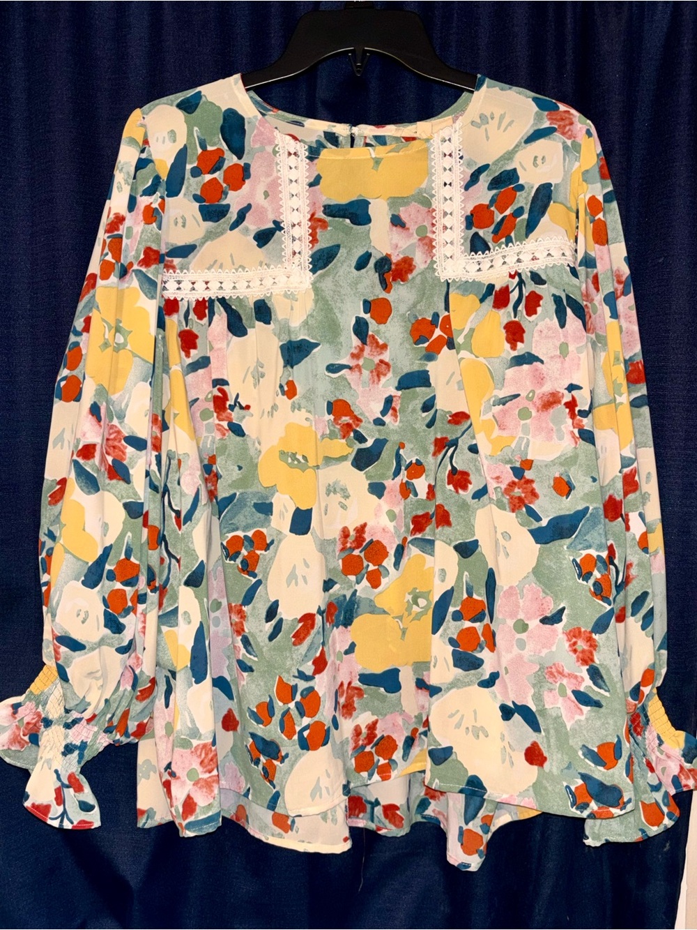 entro Floral Blouse in Yellow, Pink, Blue and Red